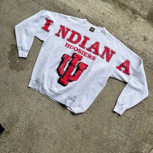 90s Across The Chest Spell out Indiana Hoosier Crewneck